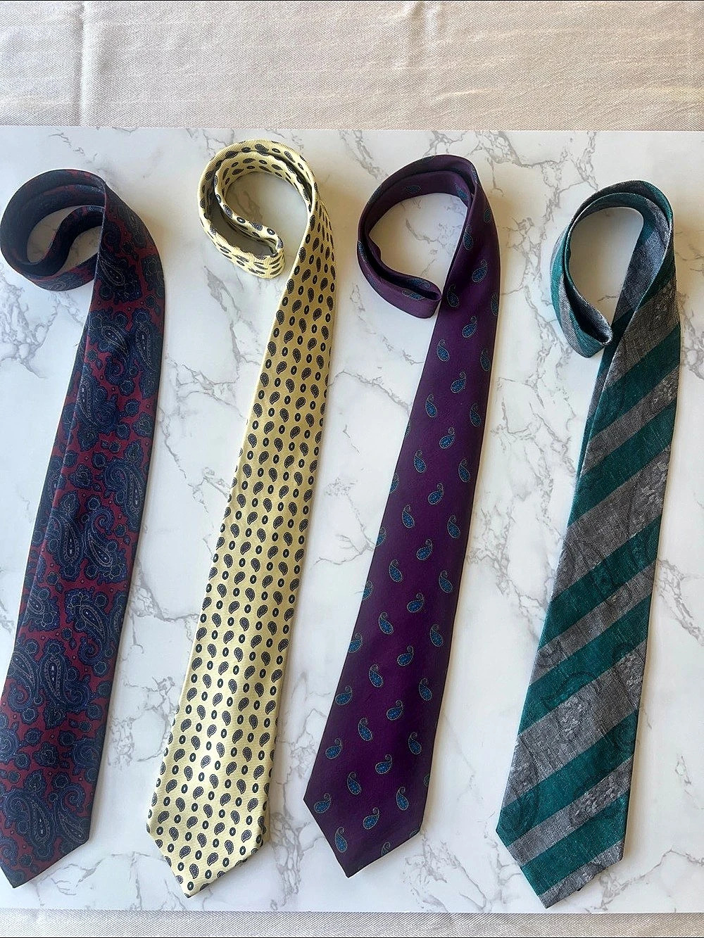 Harry Rosen Vintage 80’s/90’s Men's Paisley Pattern Tie Set of 4 Multicolor